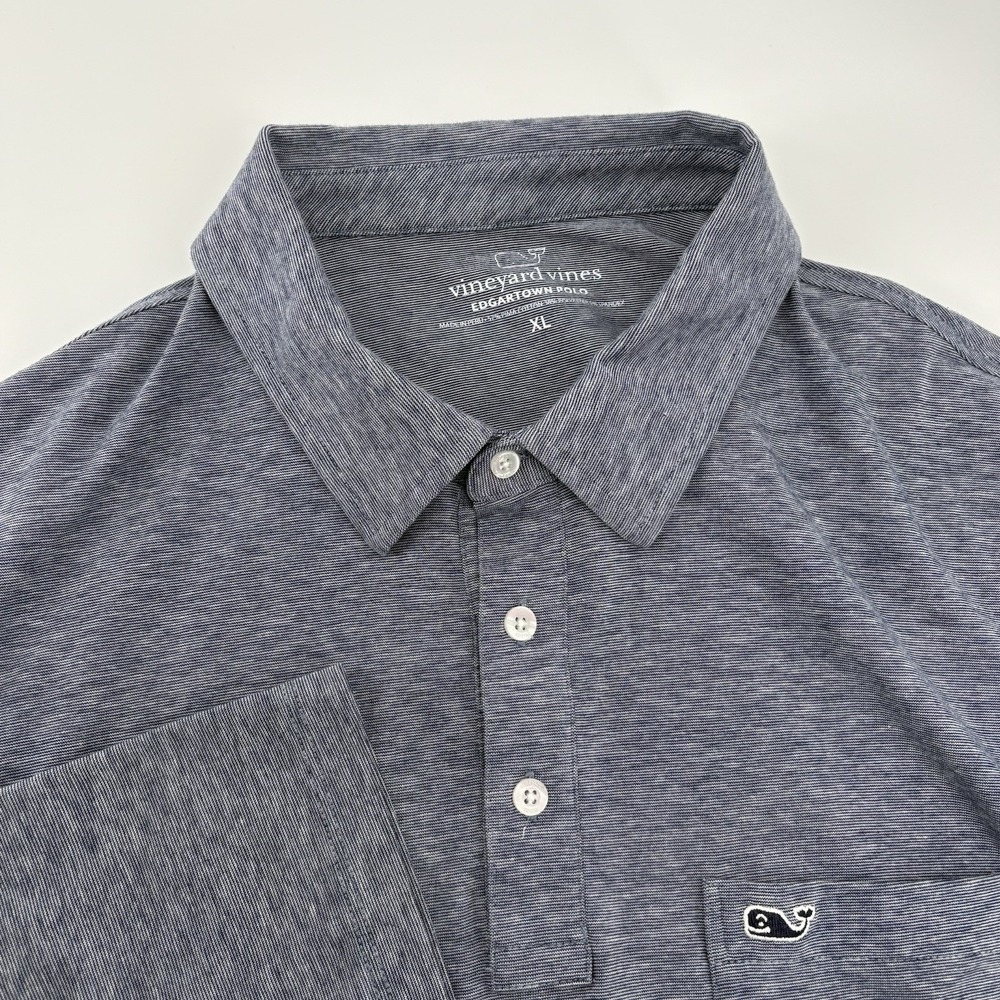 Vineyard Vines Edgartown Polo Shirt Mens Gray XL Long Sleeve Golf Stretch